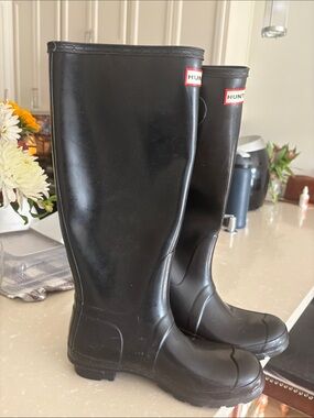 Hunter Black Tall Rubber Rain Boots